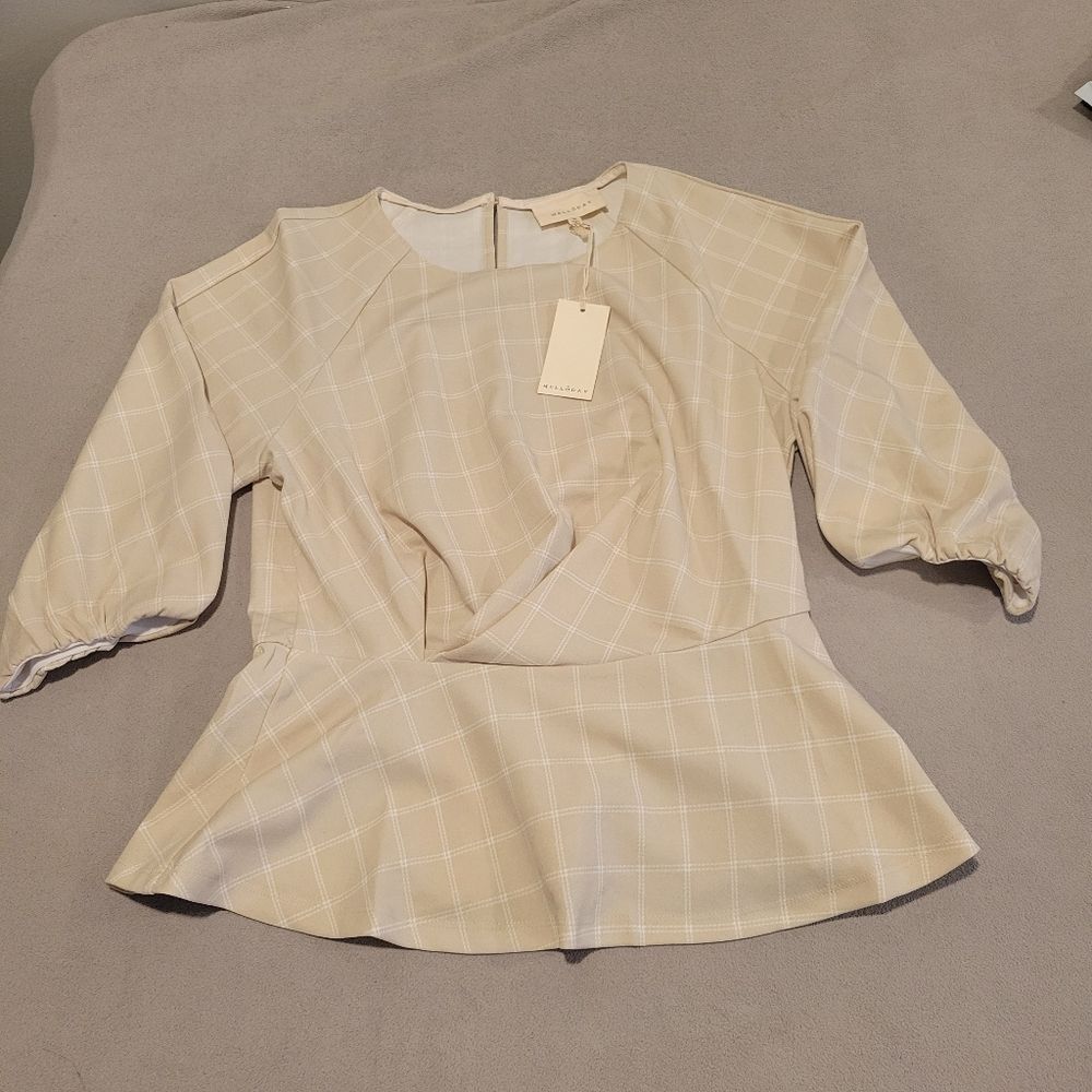 Melloday Plaid Women Blouse Top Size Medium